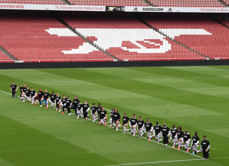 Black Lives Matter: Arsenal players take knee in powerful show of solidarity